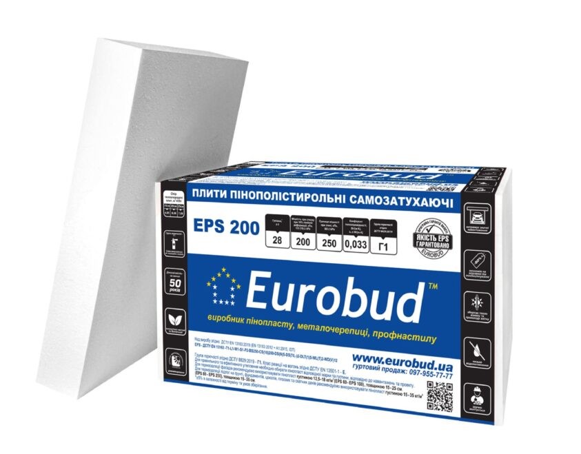 Пінопласт EUROBUD EPS-200, 1000X500X100 мм, 28 кг/м3